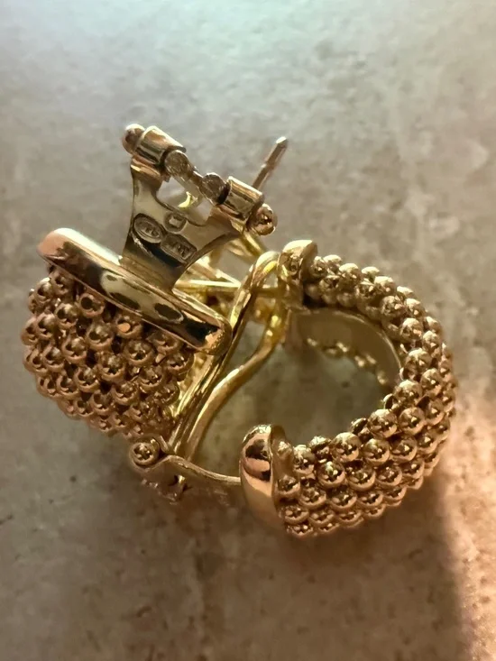 NWOT Italian Gold Mesh Hoop Earrings in 14k Gold Vermeil over Sterling Silver - Picture 4 of 6